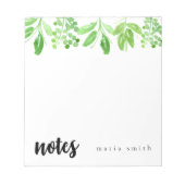 floral greenery chic personalize notitieblok (Voorkant)