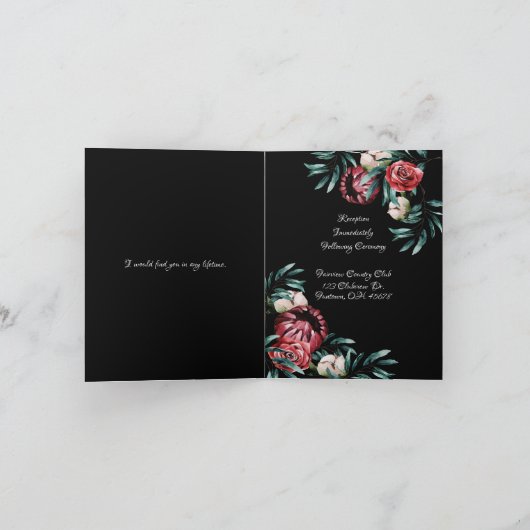 Floral Greenery Elegant Chic Script Name Wedding (Binnen)