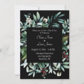 Floral Greenery Elegant Chic Script Name Wedding Kaart (Voorkant)
