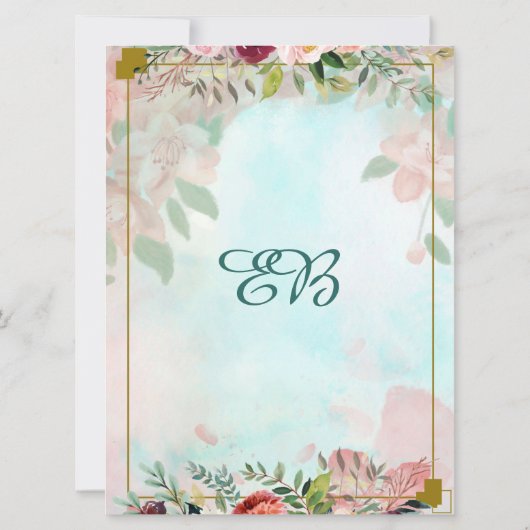 Floral Greenery Elegant Invitation Kaart (Achterkant)