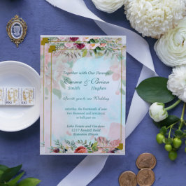 Floral Greenery Elegant Invitation Kaart
