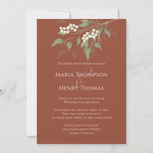 Floral Greenery Elegant Waterverf Terracotta Kaart (Voorkant)