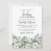 Floral Greenery Eucalyptus Baby Shower Kaart (Voorkant)
