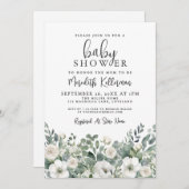 Floral Greenery Eucalyptus Baby Shower Kaart (Voorkant / Achterkant)