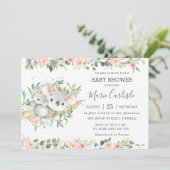 Floral Greenery Eucalyptus Koala Baby shower Girl Kaart (Staand voorkant)