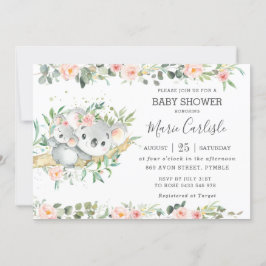 Floral Greenery Eucalyptus Koala Baby shower Girl Kaart