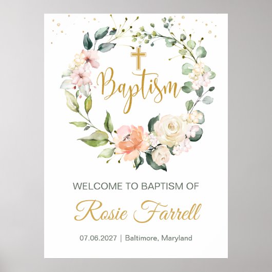 Floral Greenery Foliage, Welcome Baptism-teken Poster (Voorkant)