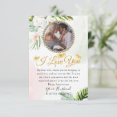 Floral Greenery Foto Wife Jubileum Kaart (Staand voorkant)