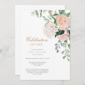 Floral Greenery Funeral Celebration of Life Invita Kaart (Voorkant / Achterkant)