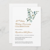 Floral Greenery Gold 50ste bruiloft Jubileum Kaart (Voorkant / Achterkant)