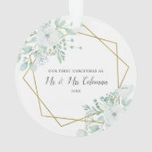 Floral Greenery Gold Geometric Ons eerste kerstfee Ornament (achterkant)