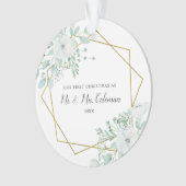 Floral Greenery Gold Geometric Ons eerste kerstfee Ornament (voorkant)