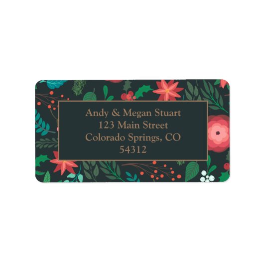 Floral Greenery Holiday Return Address Etiket (Voorkant)