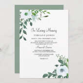 Floral Greenery in liefhebbende gedenkdienst Programmakaart (Voorkant / Achterkant)