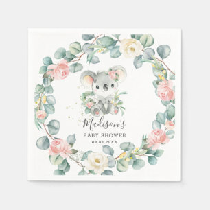 Floral Greenery Koala Baby Girl Shower Birthday Servet