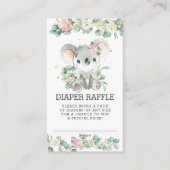 Floral Greenery Koala Baby shower Diaper Raffle Informatiekaartje (Voorkant)
