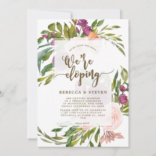 floral greenery koppelt de knoop op de uitnodiging (Voorkant)