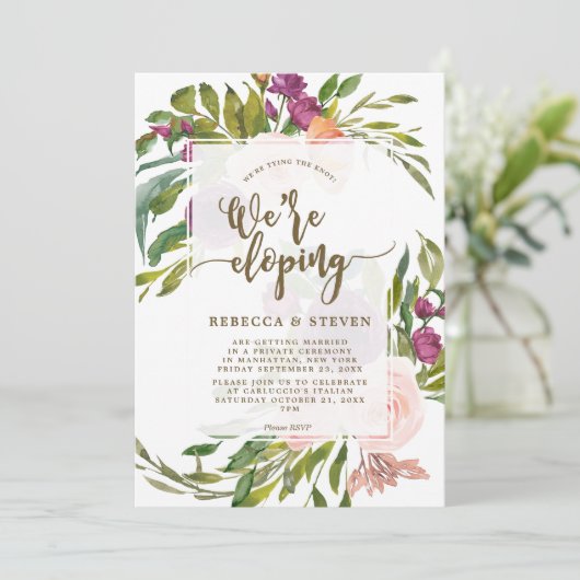 floral greenery koppelt de knoop op de uitnodiging (Staand voorkant)