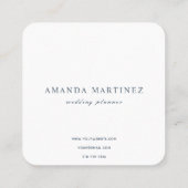 Floral Greenery Krans Blauw Vierkant Visitekaartje (Achterkant)