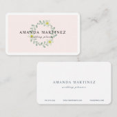 Floral Greenery Krans Blush Roze Visitekaartje (Voorkant / Achterkant)