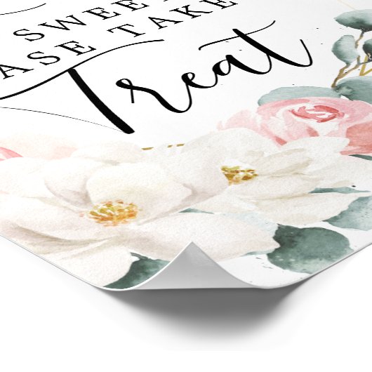 Floral Greenery Love is Sweet Favors Sign Poster (Hoek)