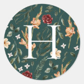 Floral Greenery | Monogram Wedding Envelope Seal Ronde Sticker (Voorkant)