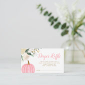Floral Greenery Pink Pumpkin Herfst Diaper Raffle Informatiekaartje (Staand voorkant)