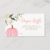 Floral Greenery Pink Pumpkin Herfst Diaper Raffle Informatiekaartje (Voorkant)