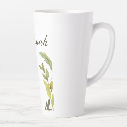 Floral Greenery Professional Trendy Minimalist Latte Mok (Rechts)