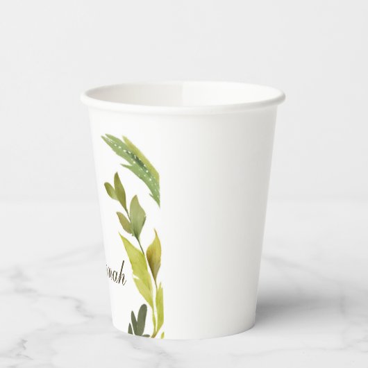 Floral Greenery Professional Trendy Minimalist Papieren Bekers (Links)
