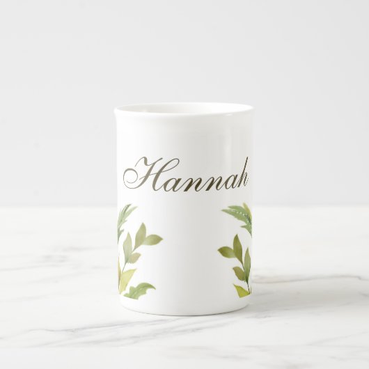 Floral Greenery Professional Trendy Minimalist Porselein Kop (Voorkant)