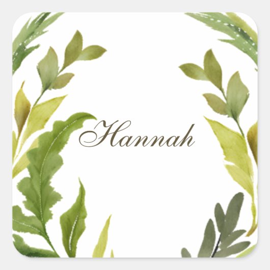 Floral Greenery Professional Trendy Minimalist Vierkante Sticker (Voorkant)