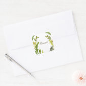 Floral Greenery Professional Trendy Minimalist Vierkante Sticker (Envelop)