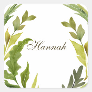 Floral Greenery Professional Trendy Minimalist Vierkante Sticker