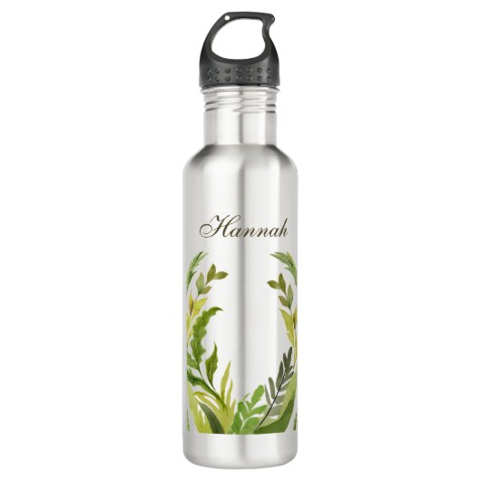 Floral Greenery Professional Trendy Minimalist Waterfles (Voorkant)