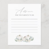 Floral Greenery Pumpkin Baby shower Advice Kaart (Voorkant)