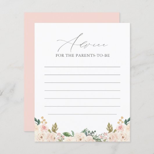 Floral Greenery Pumpkin Baby shower Advice Kaart (Voorkant / Achterkant)