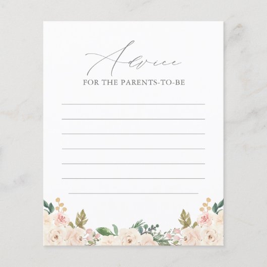 Floral Greenery Pumpkin Baby shower Advice Kaart (Voorkant)