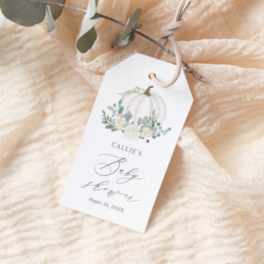Floral Greenery Pumpkin Baby shower Cadeaulabel