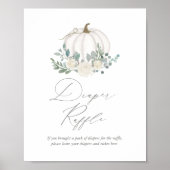 Floral Greenery Pumpkin Baby shower Diaper Raffle Poster (Voorkant)