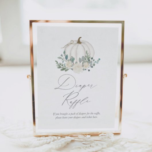Floral Greenery Pumpkin Baby shower Diaper Raffle Poster