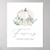 Floral Greenery Pumpkin Baby shower Favors Sign Poster (Voorkant)