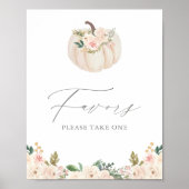 Floral Greenery Pumpkin Baby shower Favors Sign Poster (Voorkant)