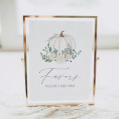 Floral Greenery Pumpkin Baby shower Favors Sign Poster
