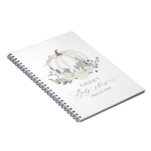 Floral Greenery Pumpkin Baby shower Guest Book Notitieboek (Rechterzijde)