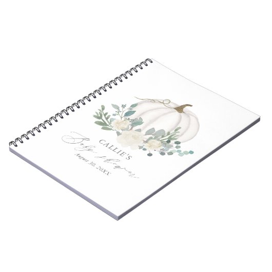 Floral Greenery Pumpkin Baby shower Guest Book Notitieboek (Linkerzijde)