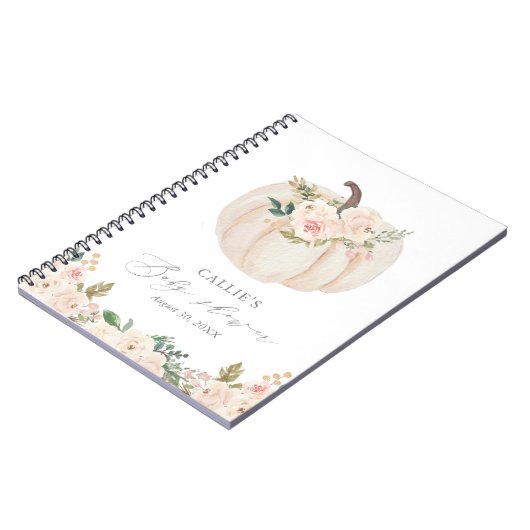 Floral Greenery Pumpkin Baby shower Guest Book Notitieboek (Linkerzijde)