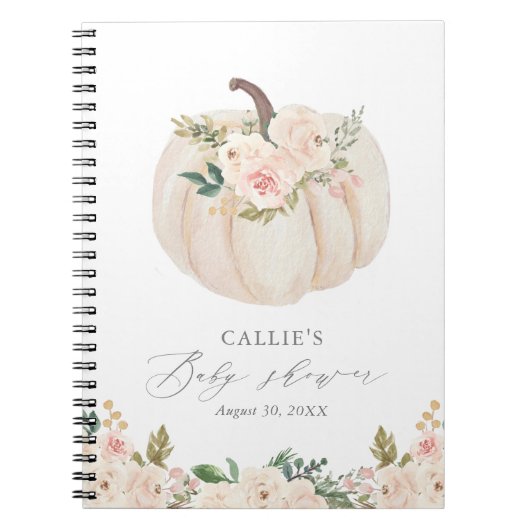 Floral Greenery Pumpkin Baby shower Guest Book Notitieboek (Voorkant)