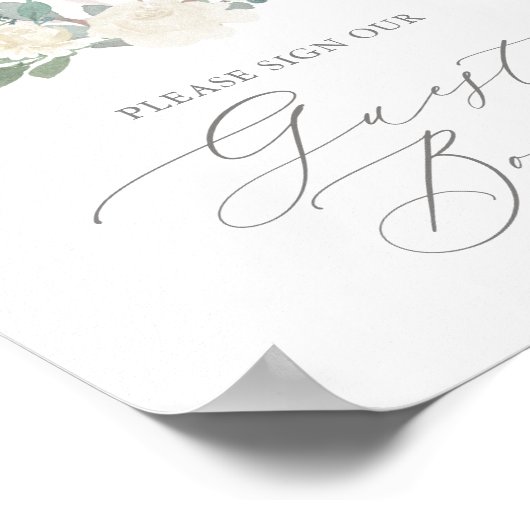 Floral Greenery Pumpkin Baby shower Guest Book Poster (Hoek)