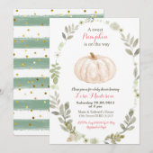 Floral Greenery Pumpkin baby shower Kaart (Voorkant / Achterkant)